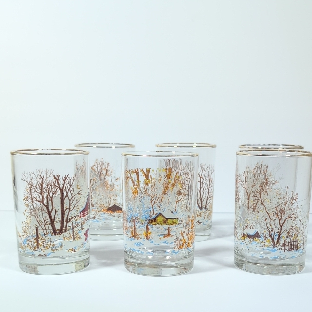 1985 Libbey Arctic Circle H. Francis Sellers Glasses Set Of 6 - Picture 5 of 11